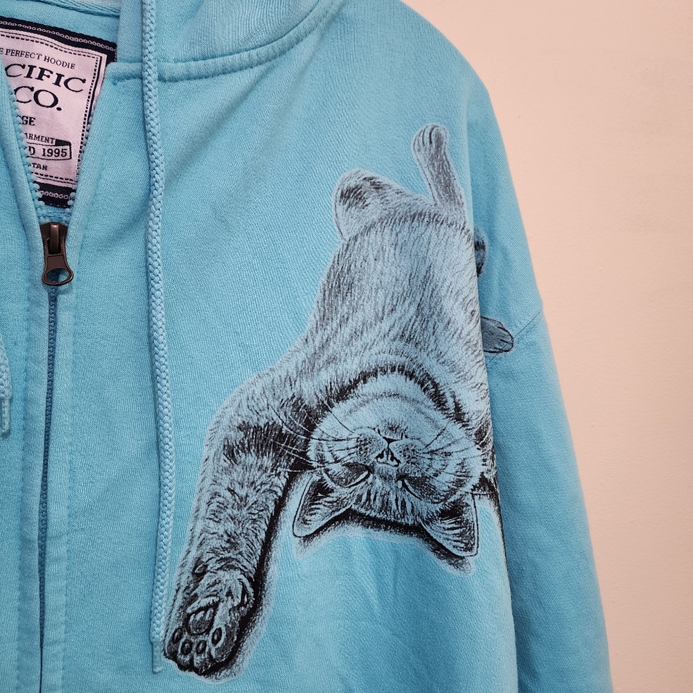 Pacific & Co sleeping cat graphic oversized full zip sweatshirt jacket size L - Picture 6 of 11